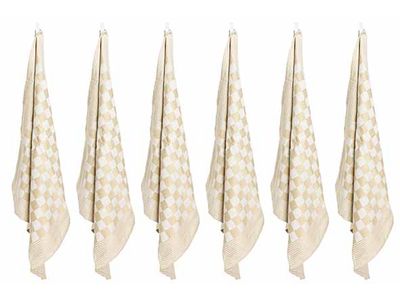 Carré Keukenhanddoek Beige Set6 65x65cm - Katoen
