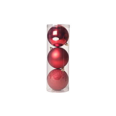 Boule Noel Set3 Mix Rouge D15cm Pvc Mat Brillant Scintillant  Cosy @ Home