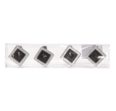 Servetring Ruit Set4 Zwart 3x3.5x3.5cm Resine Metaal  Cosy @ Home