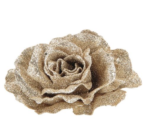 Rose Sur Clip Scintillant Champagne 10cm   Cosy @ Home