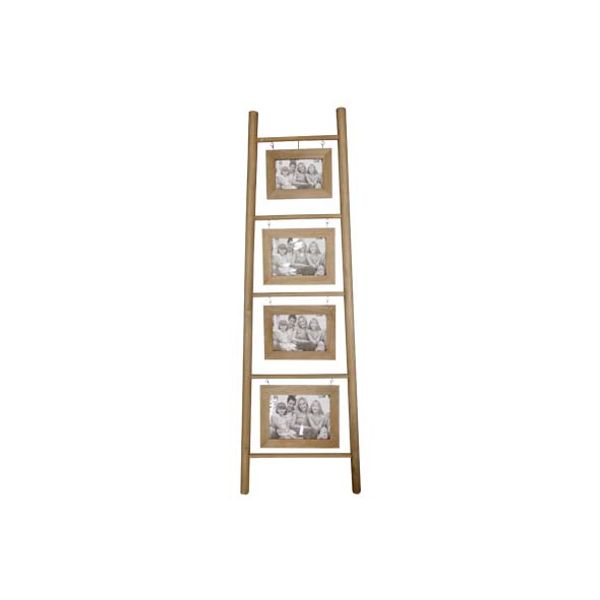 Cosy @ Home Ladder Fotokader Bruin 120x3x39cm Hout 4 Foto's (10x15-13x18-13x18-20x15)