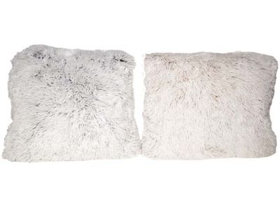 Coussin Pluche Creme Gris 40x40cm Polyester