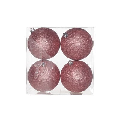 Boule Incassable Scint. Set4 Rose D10cm   Cosy @ Home