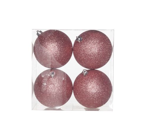 Boule Incassable Scint. Set4 Rose D10cm   Cosy @ Home