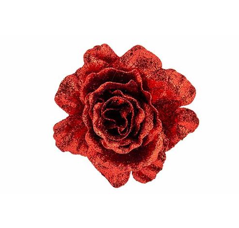 Roos Clip Glitter Rood D10cm Kunststof   Cosy @ Home