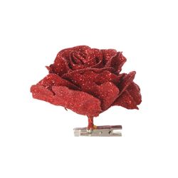 Cosy @ Home Rose Sur Clip Scintillant Rouge 10cm  