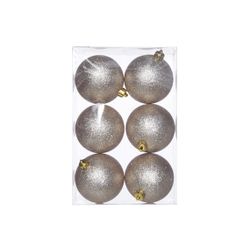 Kerstbal Set6 Glitter Champagne D8cm In Pvc Box 