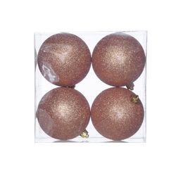 Kerstbal Set4 Glitter Koper D10cm  