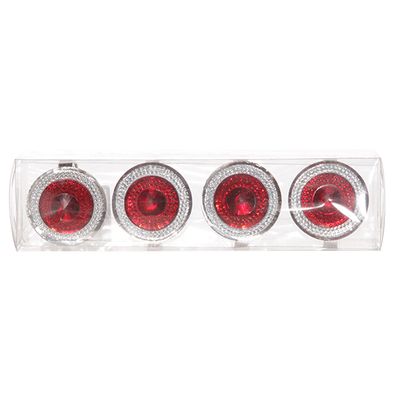 Servetring Diamant Rond Set4 Zilver 4x4 Resine Rood 