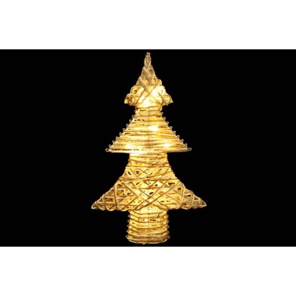 Kerstboom Vlechtwerk Wit 34x8x50cm Glitter Excl. 3xaa Batterij 