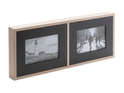 Pele Mele 2 Photo 10x15cm Bois Nature Noir 45x4x18cm