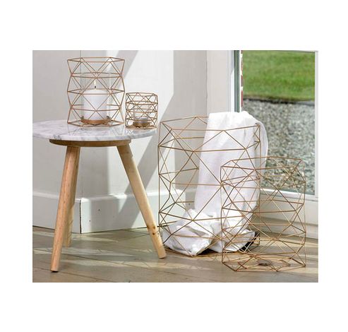 Bougoir Geometrique Cuivre  18x18xh20cm Métal  Cosy @ Home