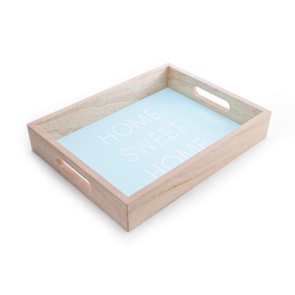 Cosy @ Home Plateau Aqua Wood 23x30x5cm Home Sweet Home