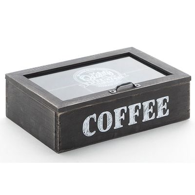 Boite A Cafe Noir Bois 24x16xh7cm Quality First Class  Cosy @ Home