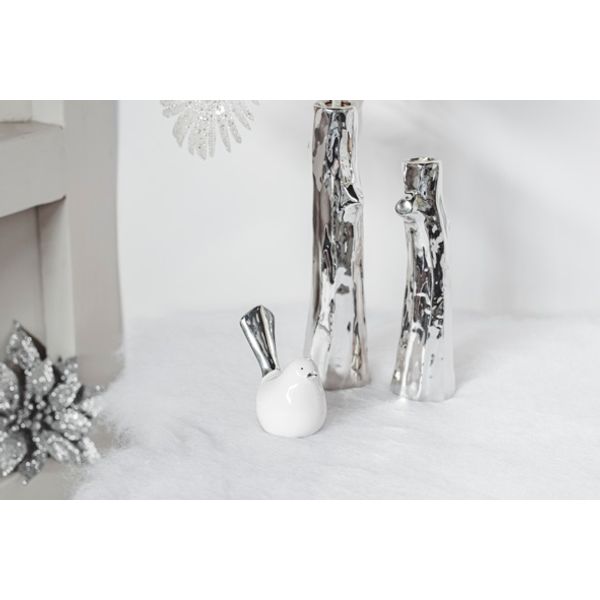 Kerstroos Clip Glitter Zilver D18cm  