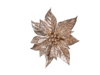 Kerstroos Clip Glitter Champagne D18cm 