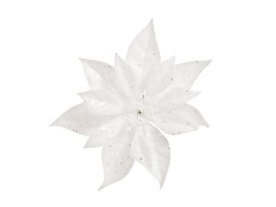 Kerstroos Clip Glitter Wit D18cm 