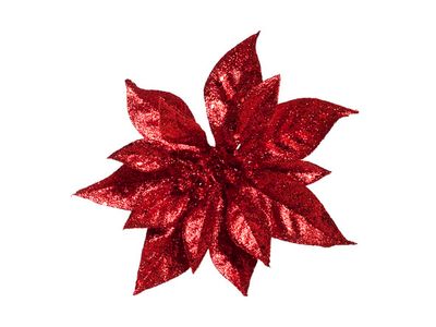 Kerstroos Clip Glitter Rood D18cm 