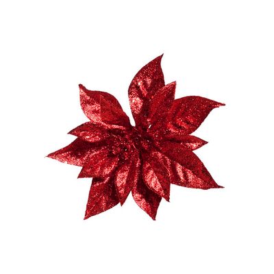 Kerstroos Clip Glitter Rood D18cm   Cosy @ Home