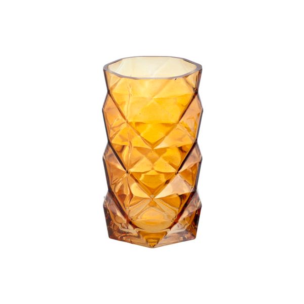 Cosy @ Home Theelichthouder  Geo Cognac 9x9x15cm Glas