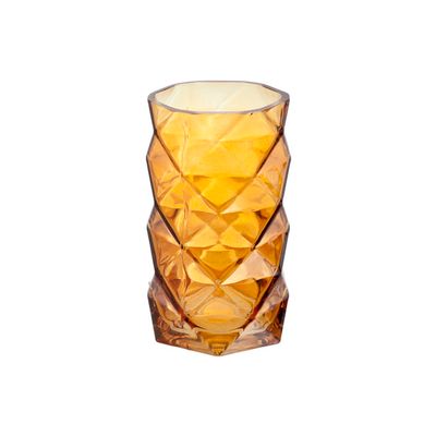 Theelichthouder  Geo Cognac 9x9x15cm Glas  Cosy @ Home