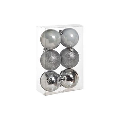 Boule Noel Set6 Mix Argent 8dcm Pvc Brillant - Scintillant - Perle  Cosy @ Home