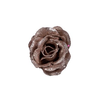 Roos Op Clip Oud Roze Glitter 7x7x9cm   Cosy @ Home