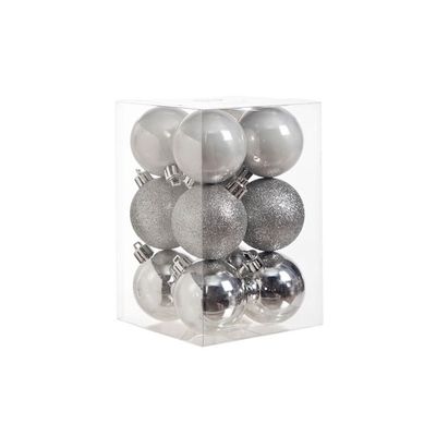 Boule Noel Set12 Mix Argent D6cm Pvc Brillant - Scintillant - Perle  Cosy @ Home