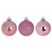 Kerstbal Set12 Mix Roze D6cm Kunststof Mat Glitter Blinkend 