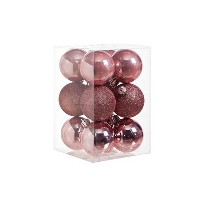 Boule Noel Set12 Mix Rose 6cm Pvc Brillant - Scintillant - Perle  Cosy @ Home