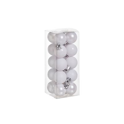 Boule Noel Set20 Mix Blanc D3cm Pvc Brillant - Scintillant - Perle -mat  Cosy @ Home