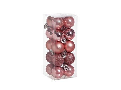 Boule Noel Set20 Mix Rose D3cm Pvc Brillant - Scintillant - Perle -mat