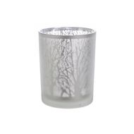 Theelichthouder Takken Frosted Zilver 10x12.5cm Glas 