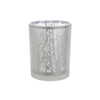 Theelichthouder Takken Frosted Zilver 10x12.5cm Glas  Cosy @ Home