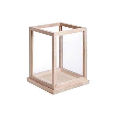 Windlicht Hout Glas 26x26xh32cm   Cosy @ Home