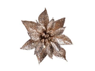 Poinsetti Sur Clip Champag Scintill D8cm 