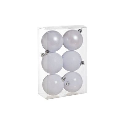 Boule Noel Set6 Mix Blanc D8cm Pvc Brillant - Scintillant - Perle  Cosy @ Home