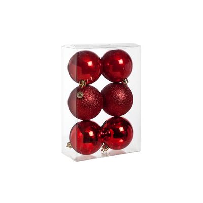 Boule Noel Set6 Mix Rouge D8cm Pvc Brillant - Scintillant - Perle  Cosy @ Home