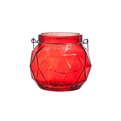 Lantaarn Geometr Glas Rood 12.3x12x10.5   Cosy @ Home