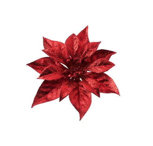 Kerstroos Clip Glitter Kersenrood D18cm   Cosy @ Home