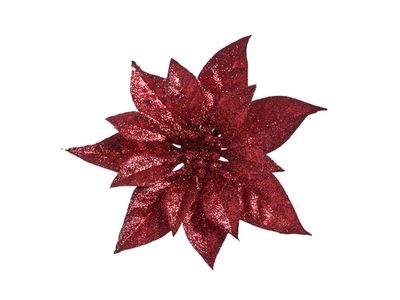 Kerstroos Clip Glitter Kersenrood D18cm 