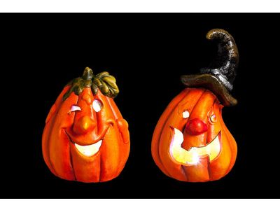 Pompoen M Led Licht Oranje 2ass 8x8x15cm Incl 3 Lr41 Batt