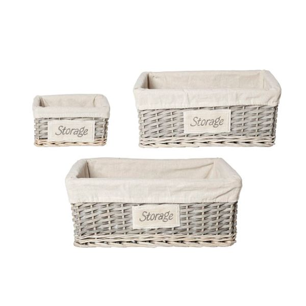 Cosy @ Home Mand Riet Grijs-wit Rechthoekig S5 44x32xh16cm - 39x26xh14cm - 21x16xh12cm