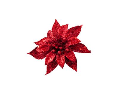 Kerstroos Clip Glitter Kersenrood 8cm 