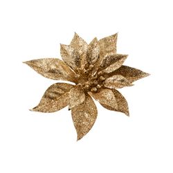 Kerstroos Clip Glitter Goud D18cm  