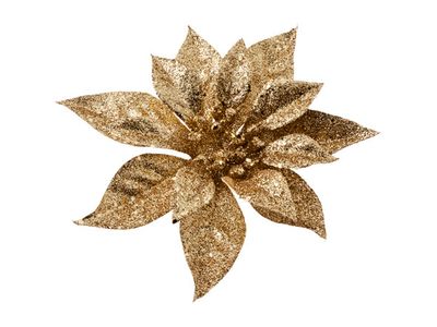 Kerstroos Clip Glitter Goud D18cm 