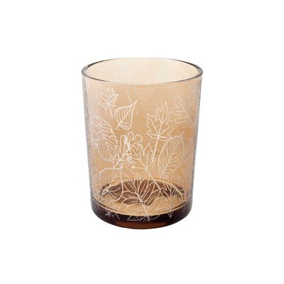 Theelichthouder Fume White Leaves D10x 12cm Glas  Cosy @ Home