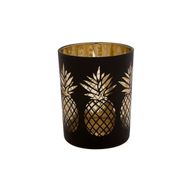 Bougeoir Ananas Noir Dore D10xh12cm Verre 