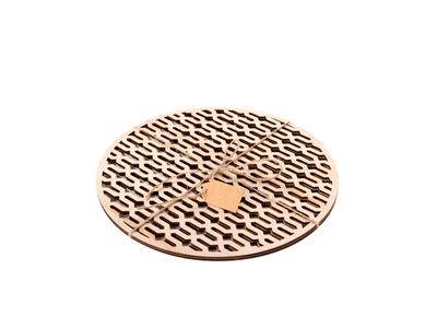 Onderz. Set2 Rond Hout Goud 25x25x0.6cm 