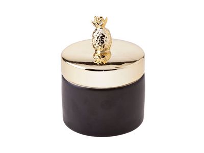 Doos Ananas Goud Keram 10,2x10,2xh13cm 